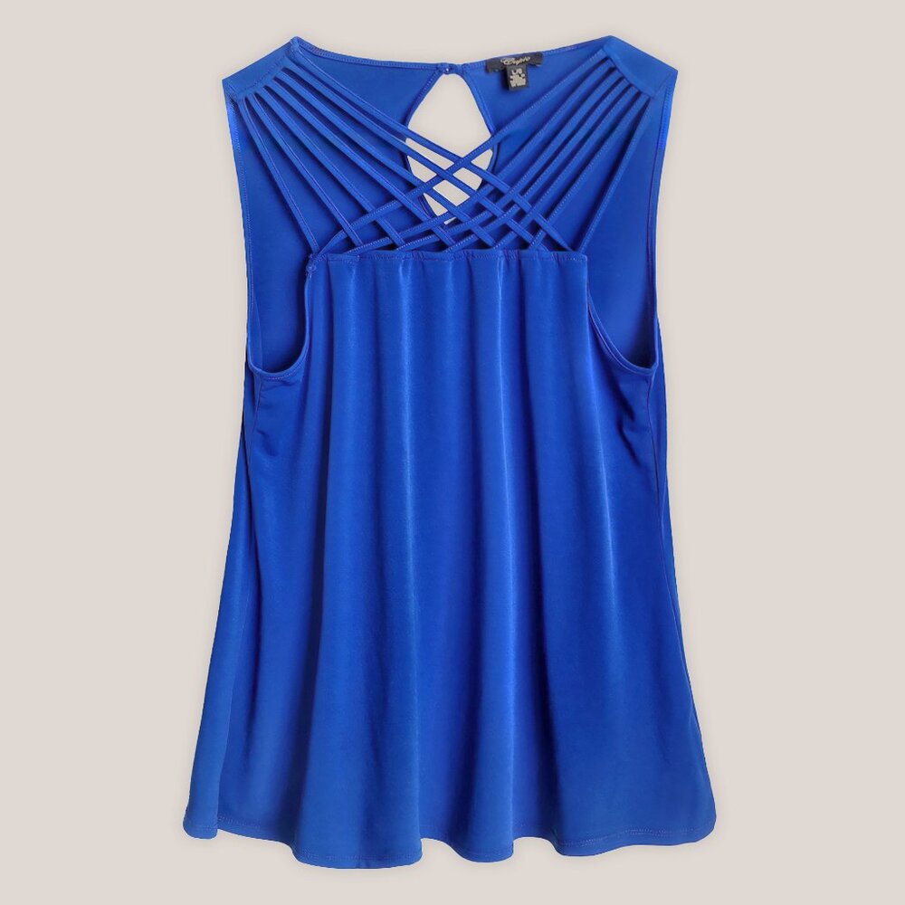 CUPIO Royal Blue Strappy Sleeveless Top | Women's Blouse Shirt